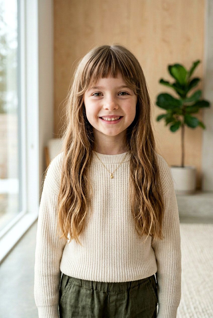 Long Hair With Micro Curtain Bangs - 20 long haircut for little girls with curtain bangs - 20 long haircut for little girls with curtain bangs