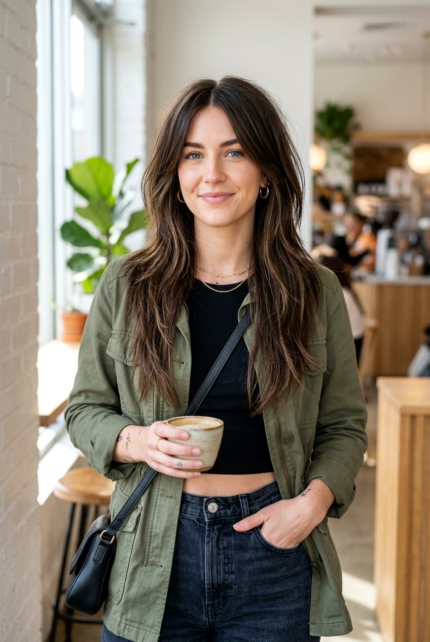 Long Hair With Razor Cut Layers Center Part - 20 long haircut with center part - 20 long haircut with center part