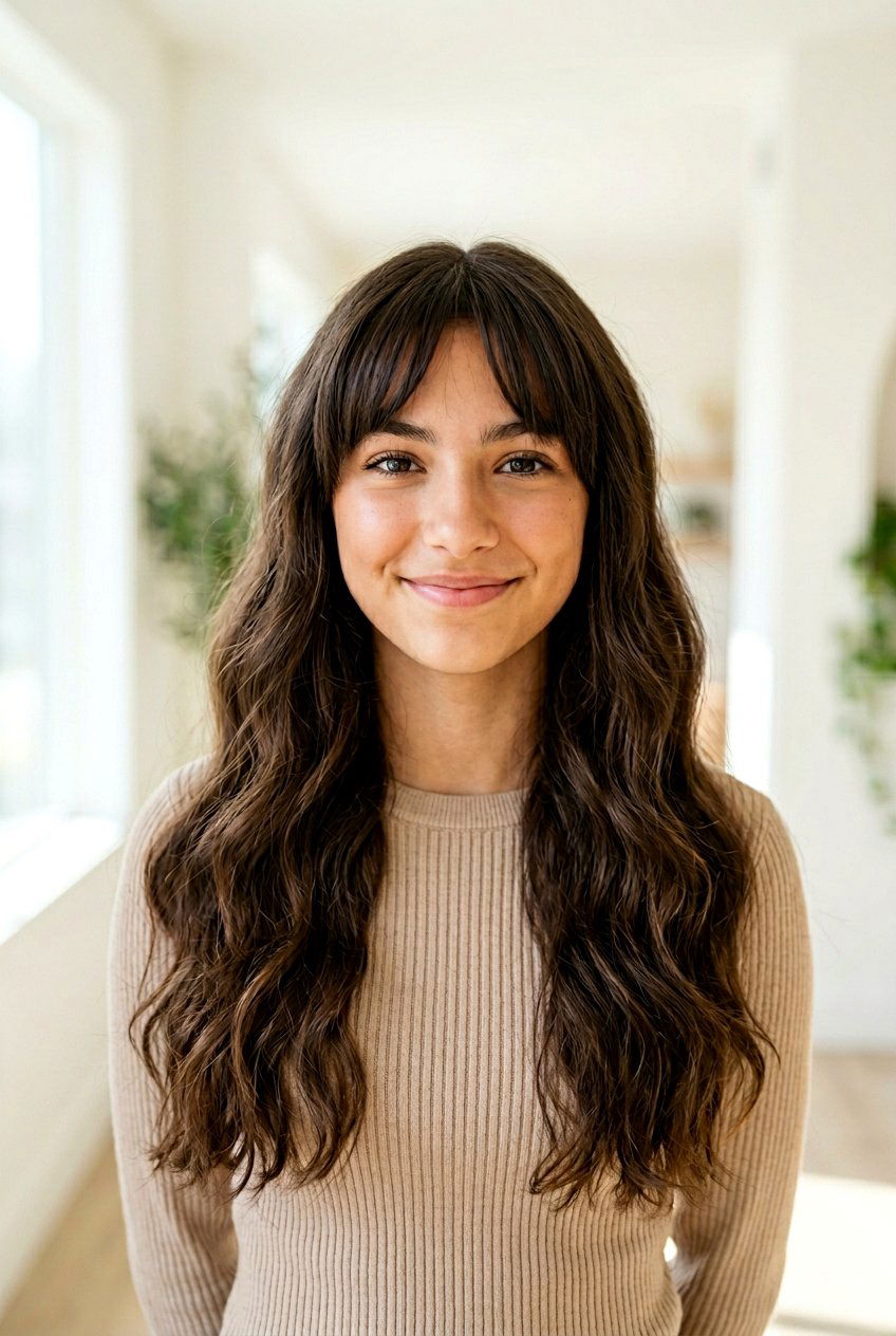 Long Hair With Short Curtain Bangs - 20 curtain bangs for teenage girls - 20 curtain bangs for teenage girls