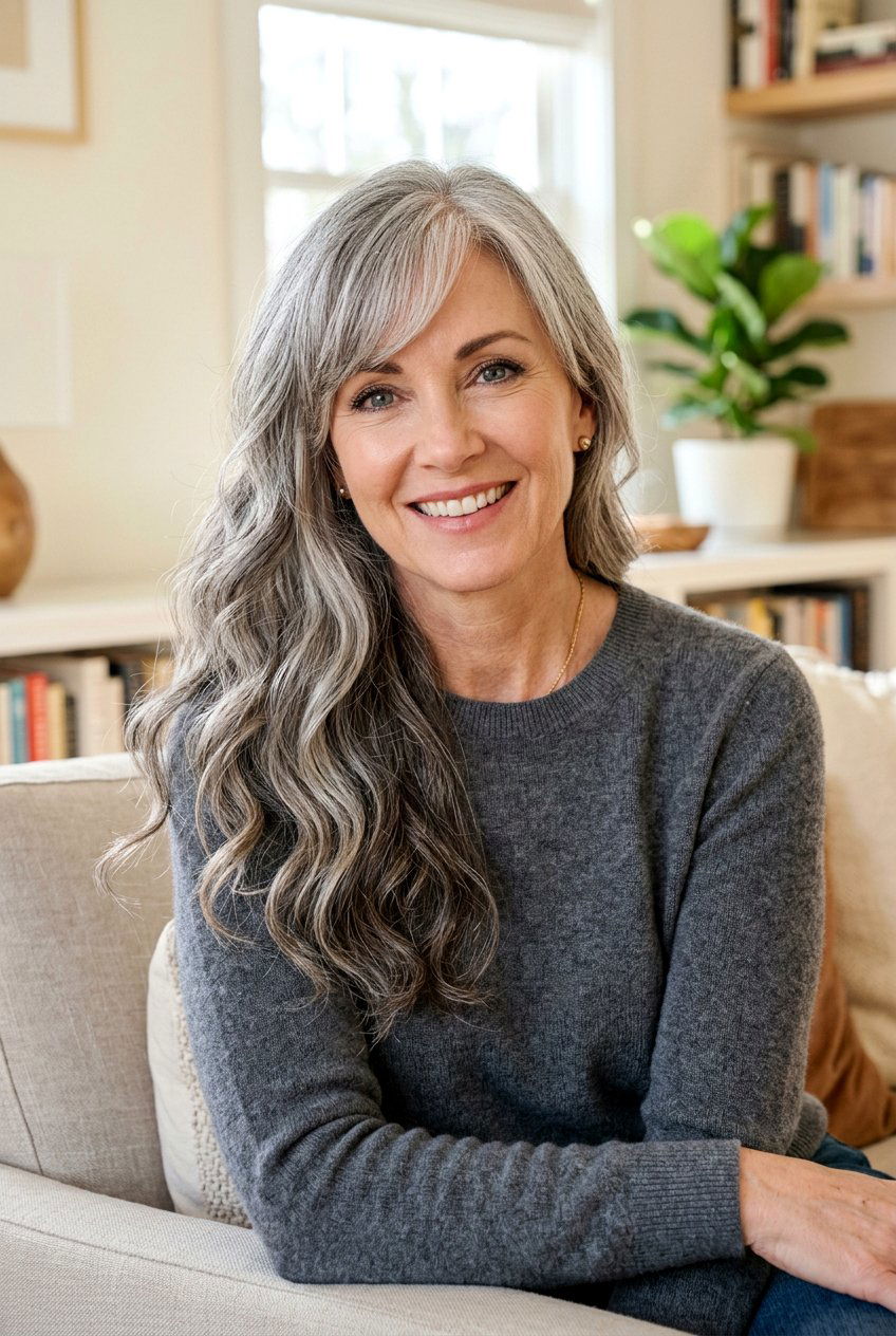 Long Hair With Side Bangs - 20 side bangs for older women - 20 side bangs for older women