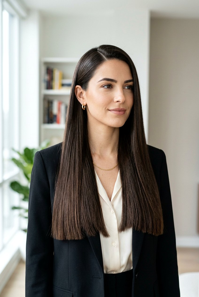 Long Hair With Side Part And Blunt Ends - 20 long haircut with side part - 20 long haircut with side part