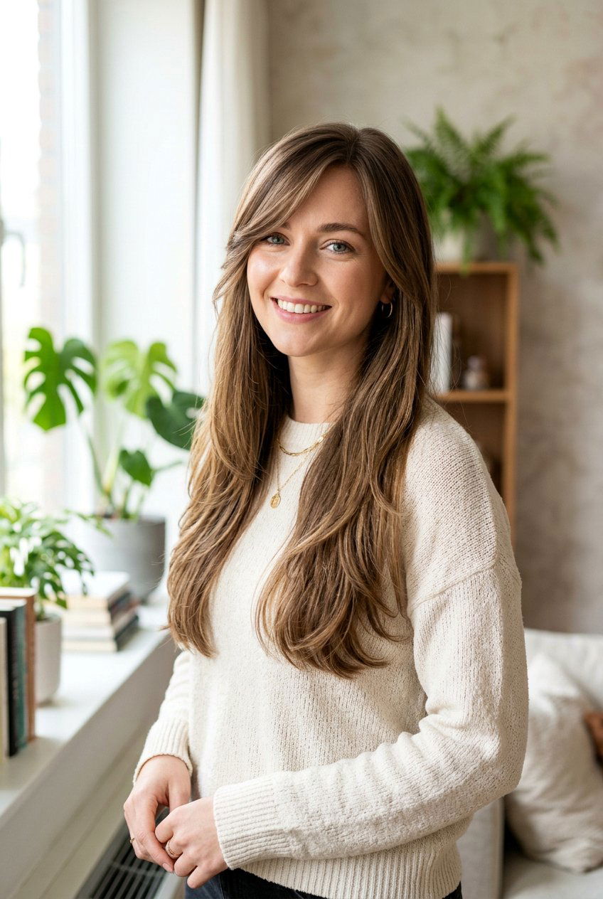 Long Hair With Side Part And Side Swept Bangs - 20 long haircut with side part - 20 long haircut with side part