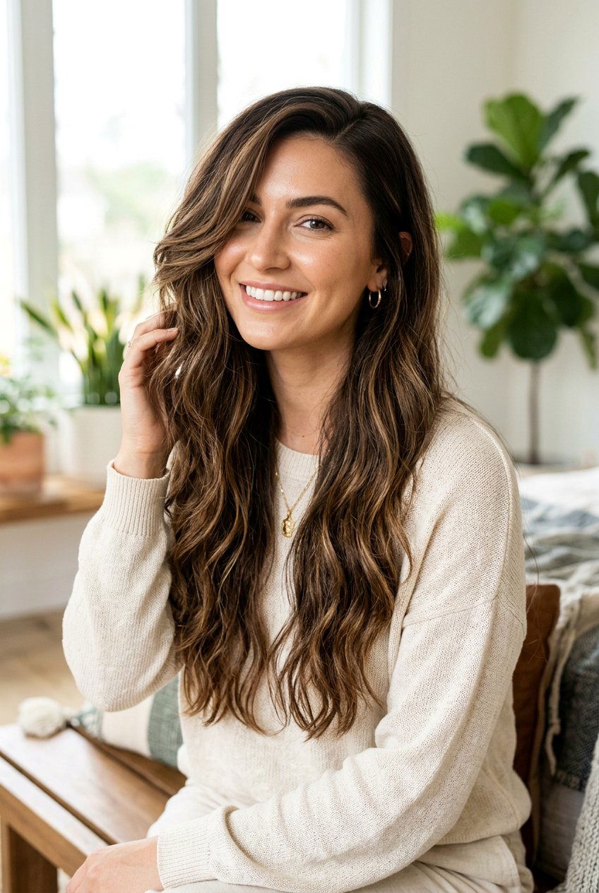 Long Hair With Side Part And Textured Layers - 20 long haircut with side part - 20 long haircut with side part
