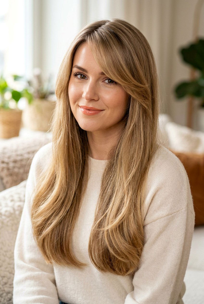 Long Hair With Side Swept Bangs And Deep Side Part - 20 long haircut with deep side part - 20 long haircut with deep side part