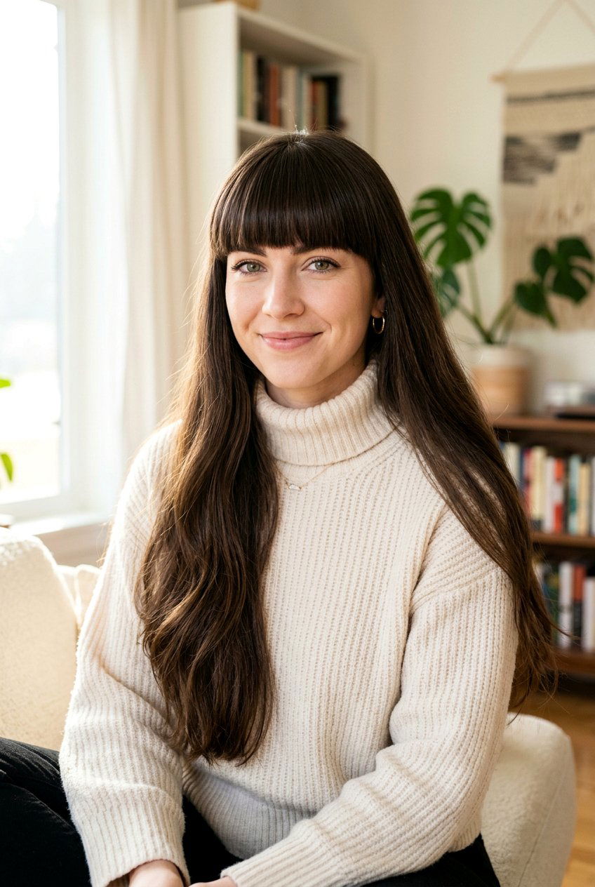 Long Hair With Straight Bangs - 20 best thick hair haircut ideas - 20 best thick hair haircut ideas