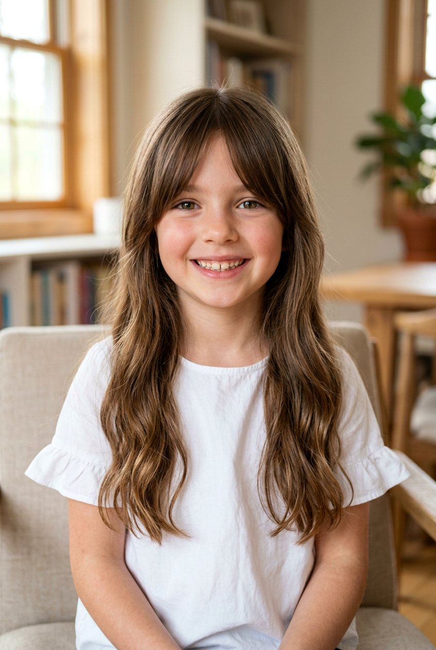 Long Hair With Tapered Curtain Bangs - 20 long haircut for little girls with curtain bangs - 20 long haircut for little girls with curtain bangs