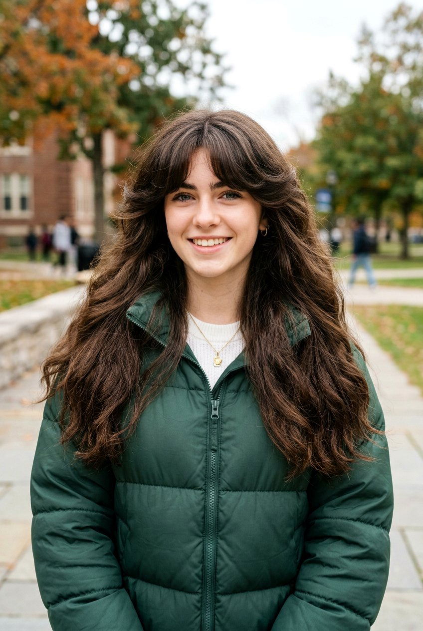 Long Hair With Voluminous Curtain Bangs - 20 long haircut for teenage girls with curtain bangs - 20 long haircut for teenage girls with curtain bangs
