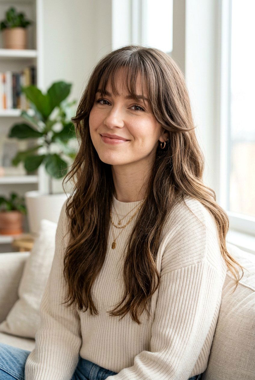 Long Hair With Wispy Bangs And Face Framing Layers - 20 long hair with wispy bangs - 20 long hair with wispy bangs