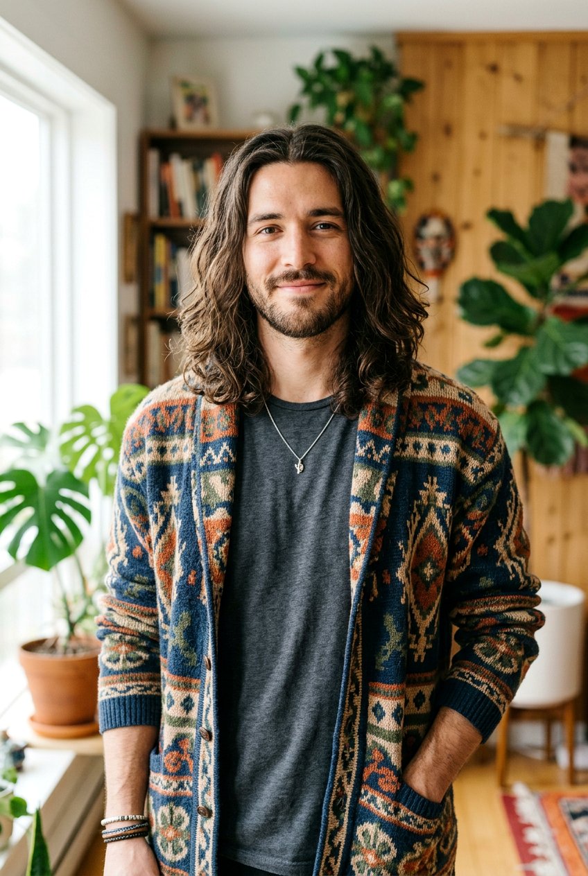 Long Hair with Middle Part - 20 mens haircut for receding hairline - 20 men’s haircut for receding hairline