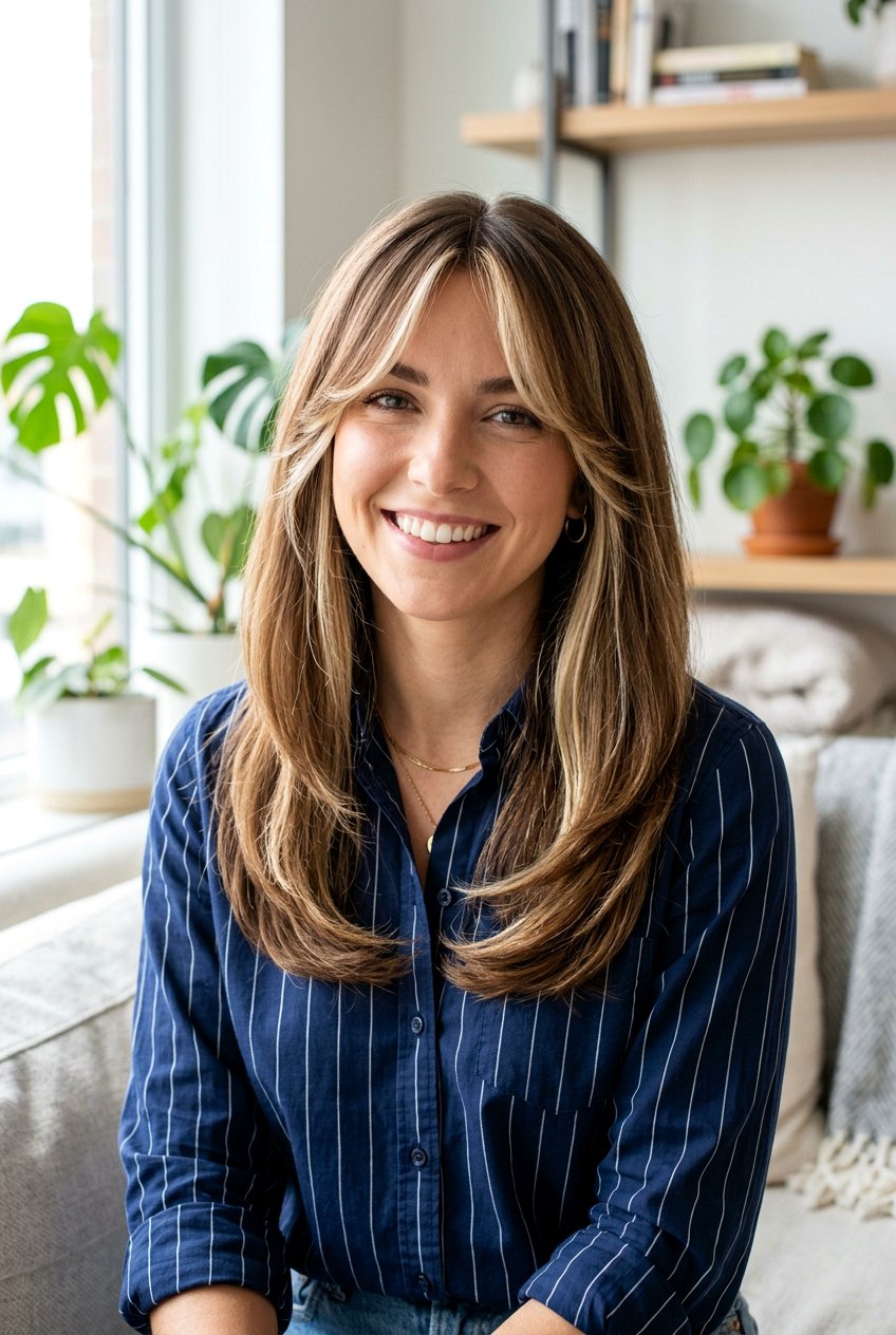 20 Must-Have Long Haircut With Airy Curtain Bangs Styles