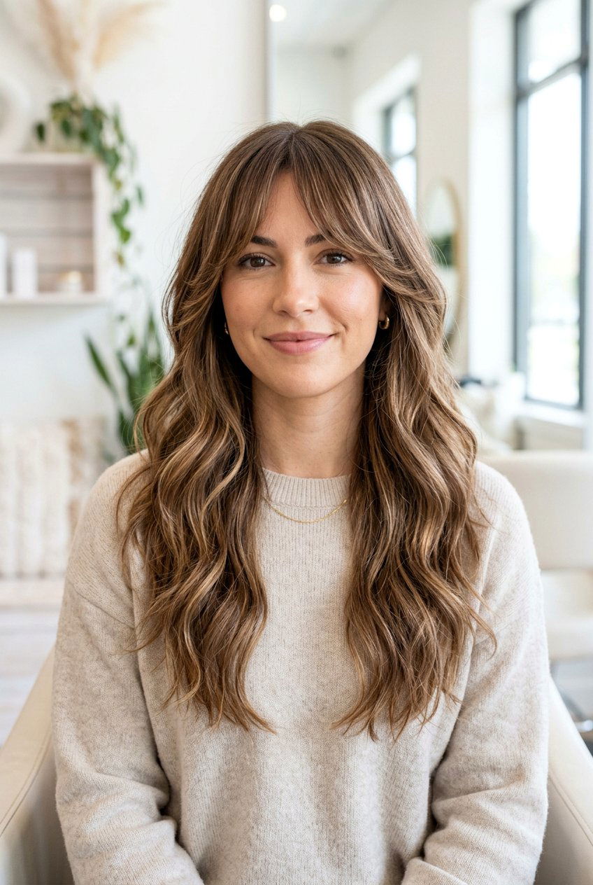 Long Haircut With Airy Curtain Bangs And Layers For Oval Face - 20 long haircut with airy curtain bangs - 20 long haircut with airy curtain bangs
