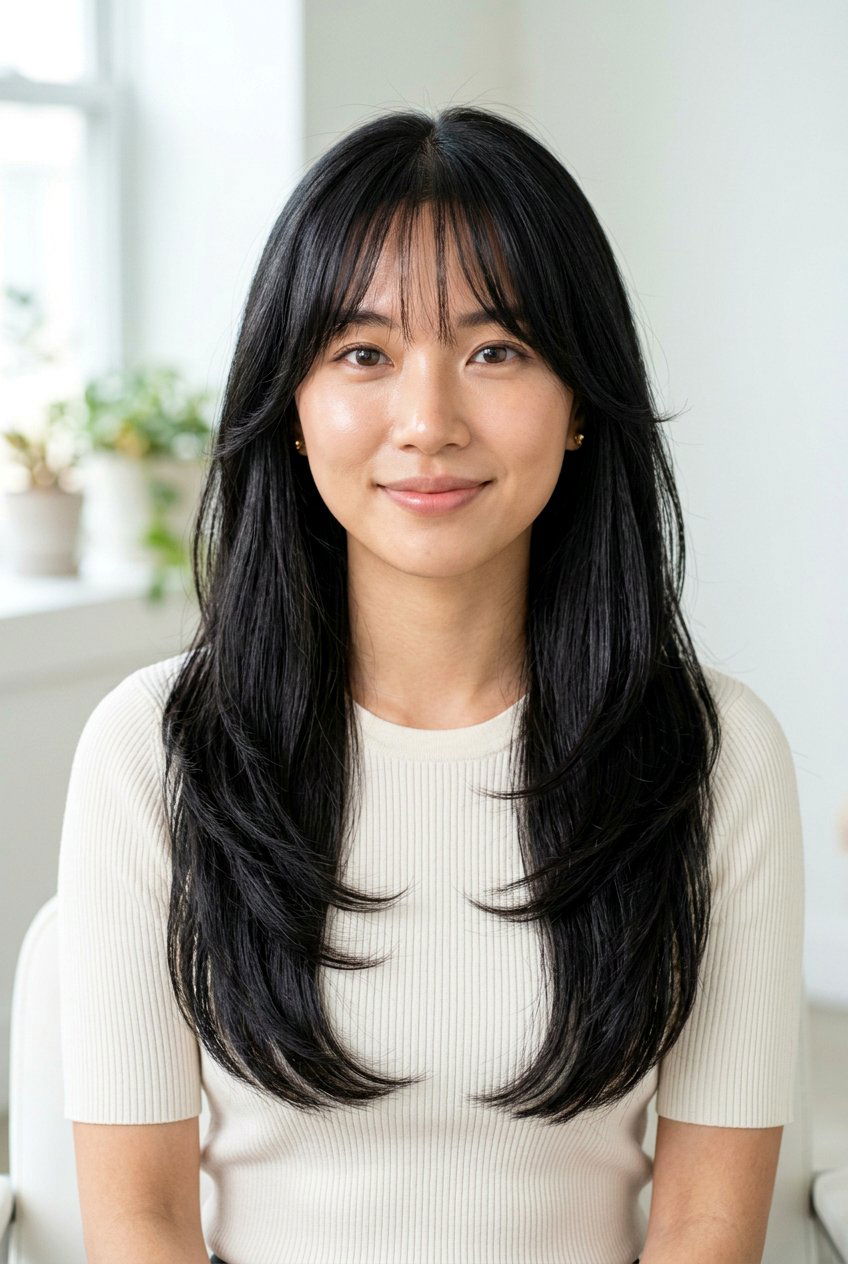 Long Haircut With Airy Curtain Bangs And Layers For Straight Hair - 20 long haircut with airy curtain bangs - 20 long haircut with airy curtain bangs