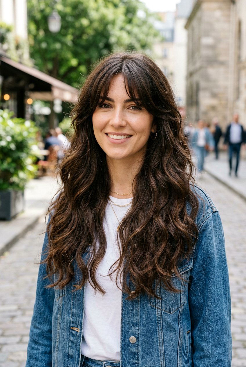 Long Haircut With Airy Curtain Bangs And Layers For Thick Wavy Hair - 20 long haircut with airy curtain bangs - 20 long haircut with airy curtain bangs