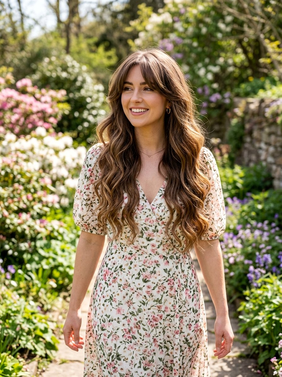 Long Haircut With Curtain Bangs For 2B Wavy Hair - 20 haircut for 2b wavy hair - 20 haircut for 2b wavy hair