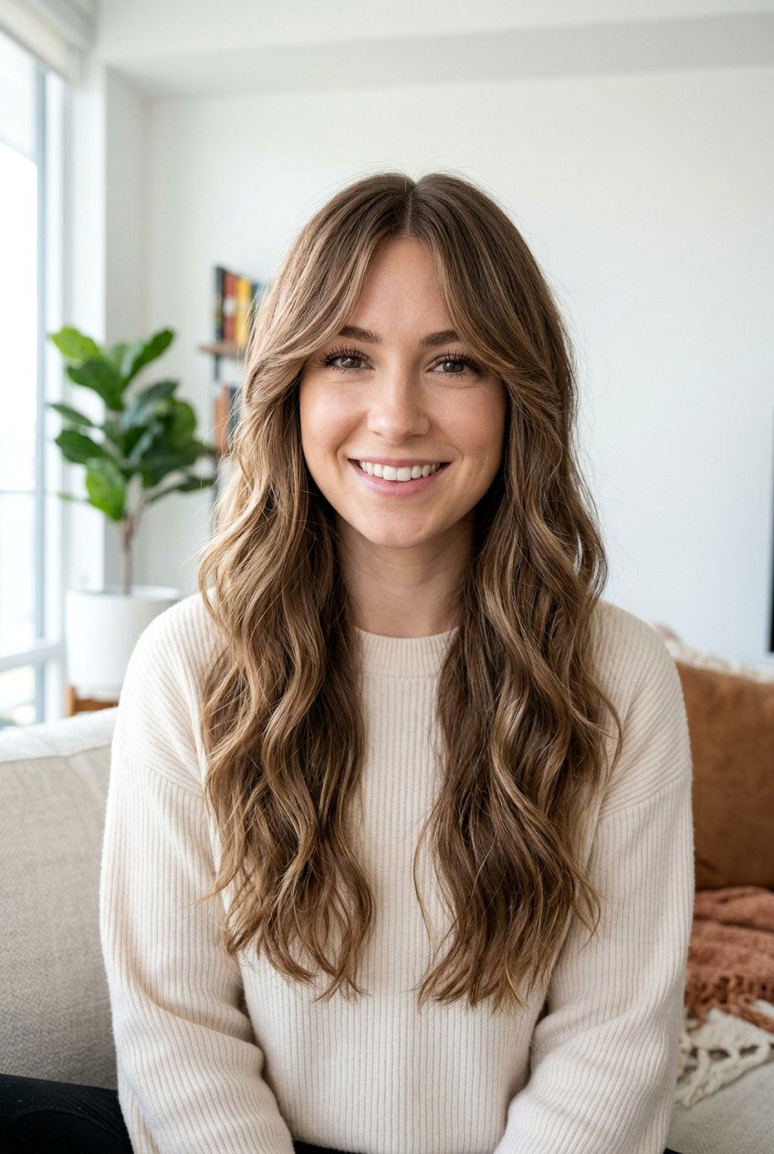 Long Haircut With Invisible Layers And Curtain Bangs - 20 long haircut with invisible layers - 20 long haircut with invisible layers