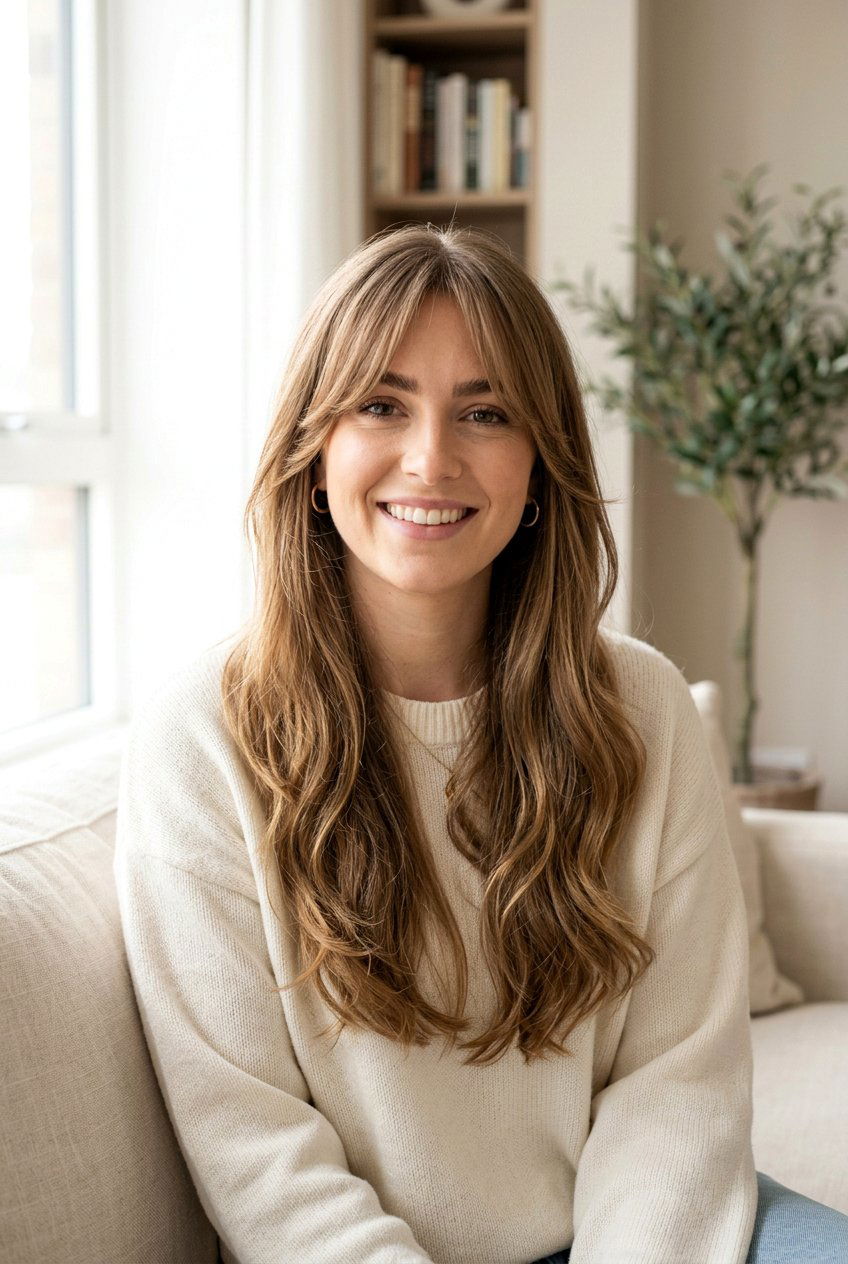 Long Haircut With Invisible Layers And Long Fringe - 20 long haircut with invisible layers - 20 long haircut with invisible layers