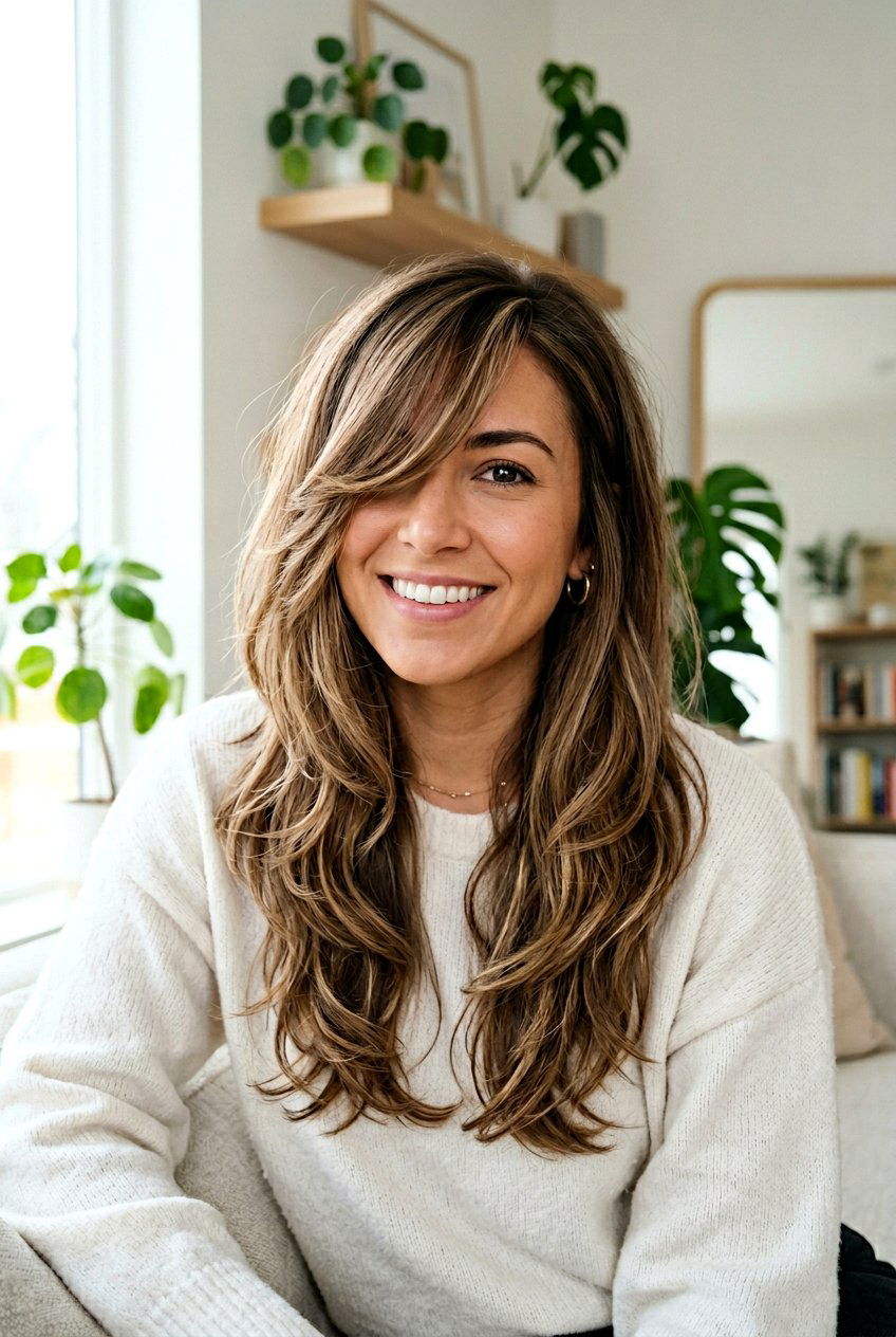 Long Haircut With Side Bangs - 20 cute long haircuts for women - 20 cute long haircuts for women