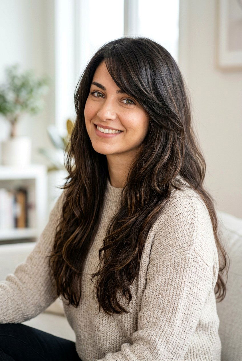 Long Haircut With Side Swept Bangs For Thick Coarse Hair - 20 long haircut for thick coarse hair - 20 long haircut for thick coarse hair