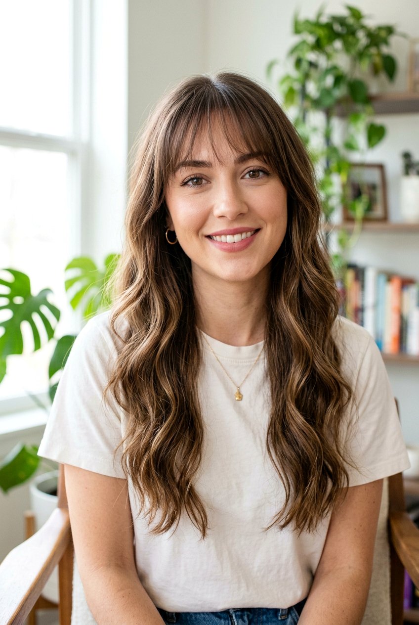 Long Haircut With Wispy Bangs - 20 cute long haircuts for women - 20 cute long haircuts for women