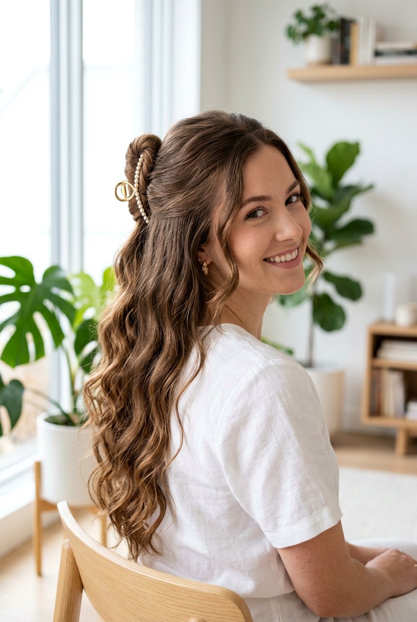 Long Half Up Half Down Hairstyle - 20 long hairstyle ideas for women - 20 long hairstyle ideas for women