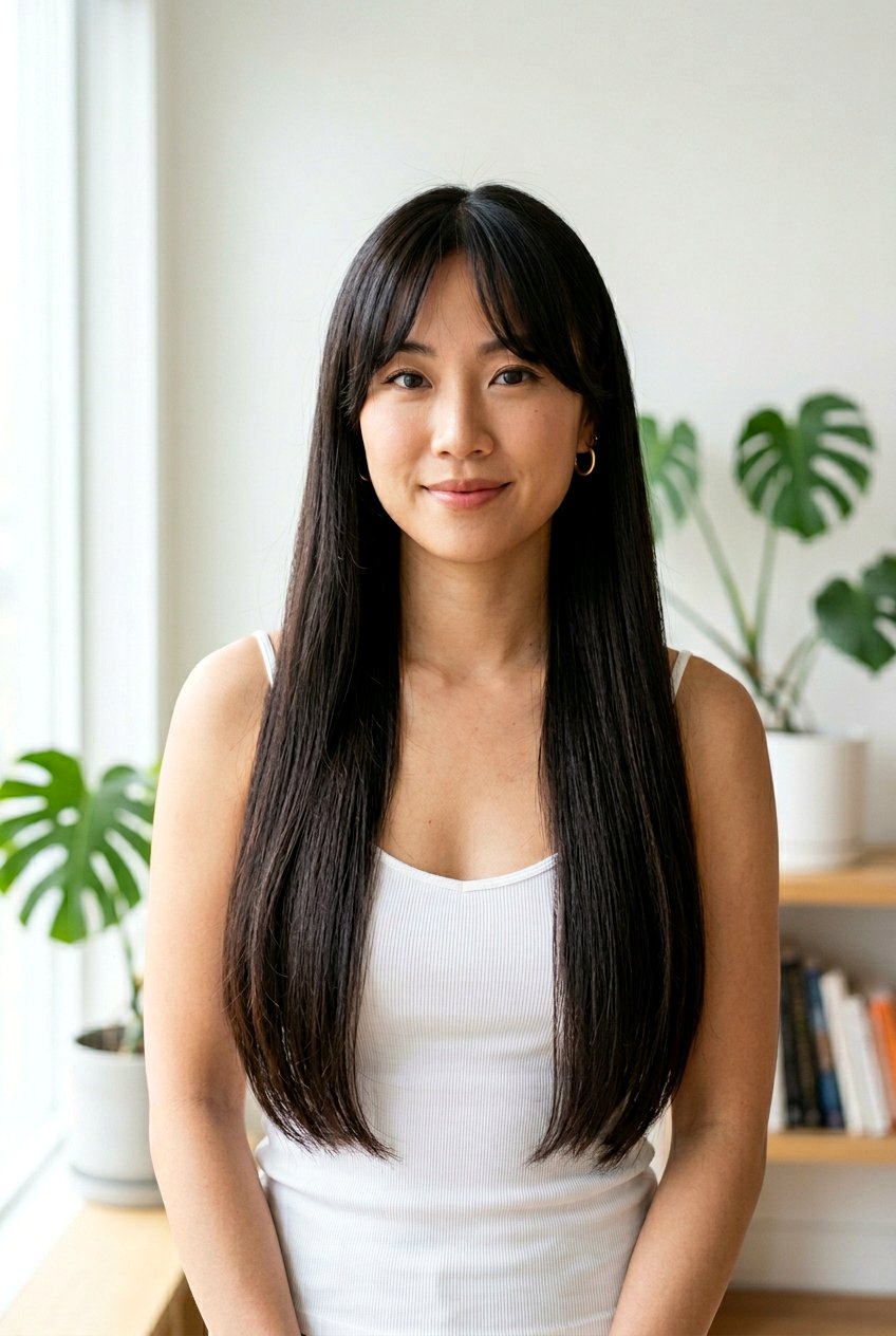 Long Hime Cut With Face Framing Curtain Bangs - 20 hime cut with curtain bangs - 20 hime cut with curtain bangs
