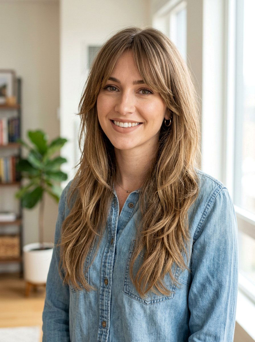 Long Layered Bangs - 20 hairstyle to cover sparse hairline - 20 hairstyle to cover sparse hairline