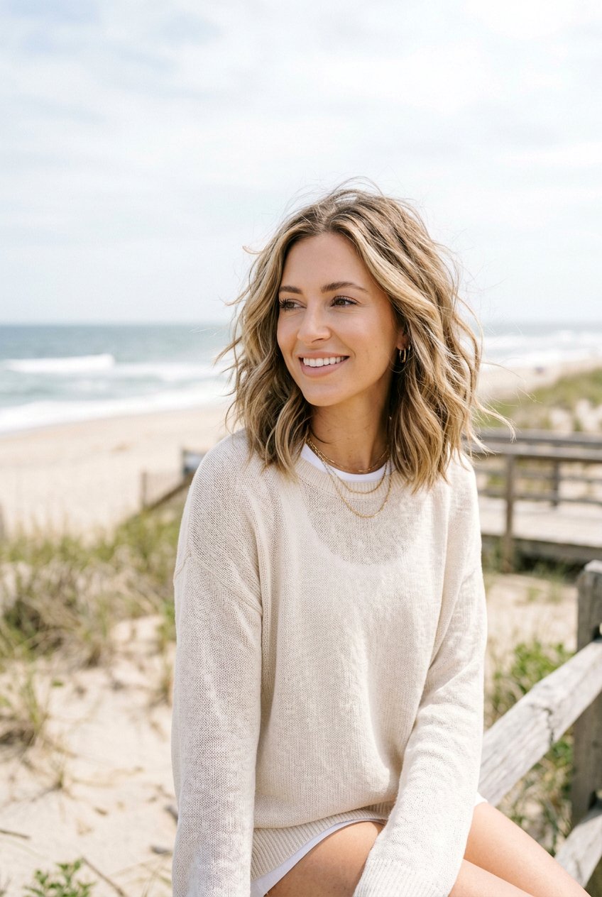 Long Layered Bob With Beach Waves - 20 layered long bob for women - 20 layered long bob for women