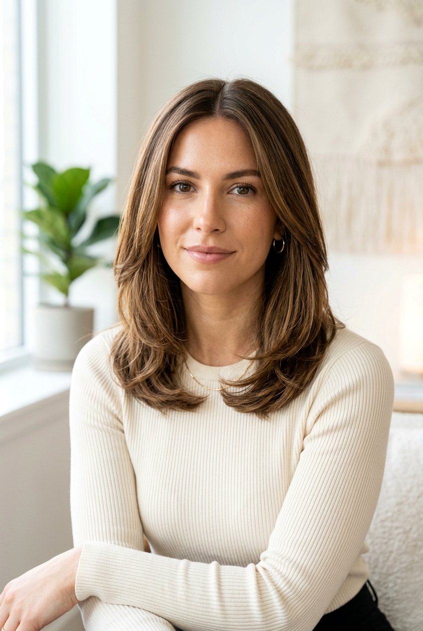 Long Layered Bob With Middle Part - 20 layered long bob for women - 20 layered long bob for women