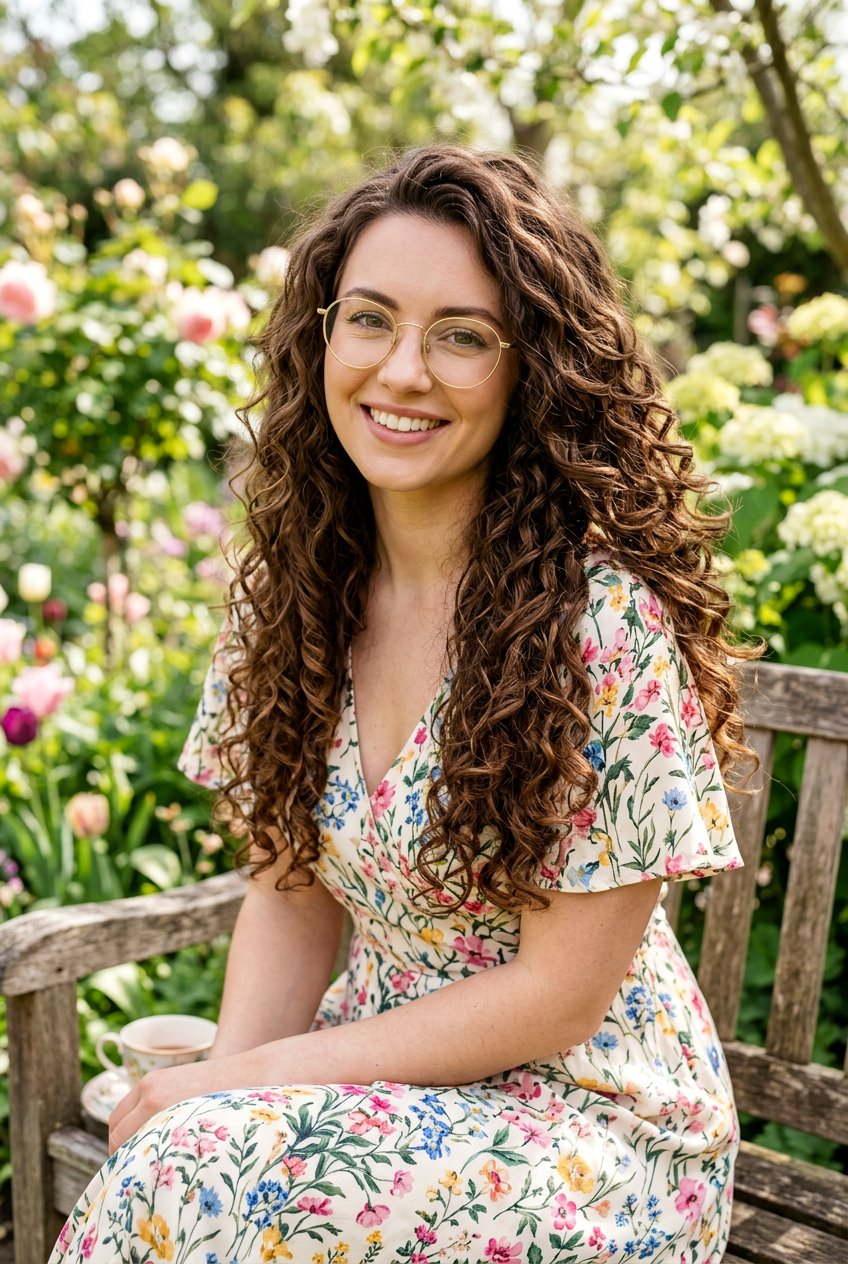 Long Layered Curls - 20 curly hairstyles for women with glasses - 20 curly hairstyles for women with glasses