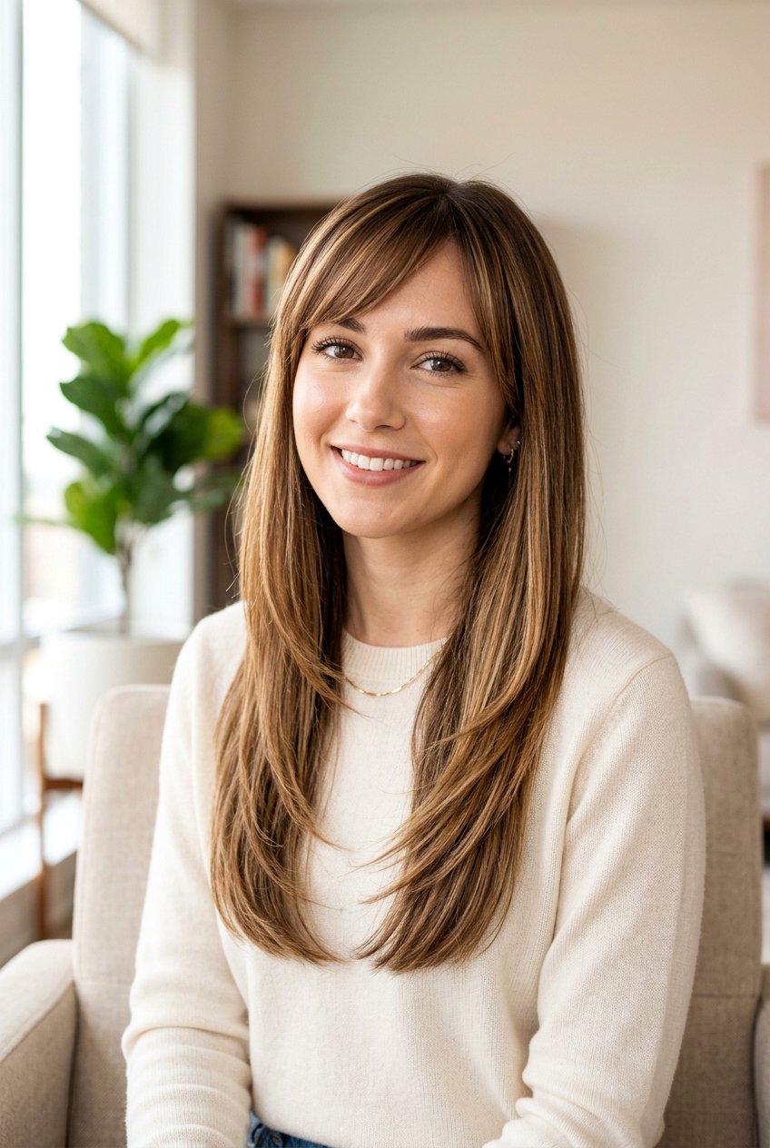 Long Layered Cut With Side Swept Bangs - 20 modern layered haircut - 20 modern layered haircut