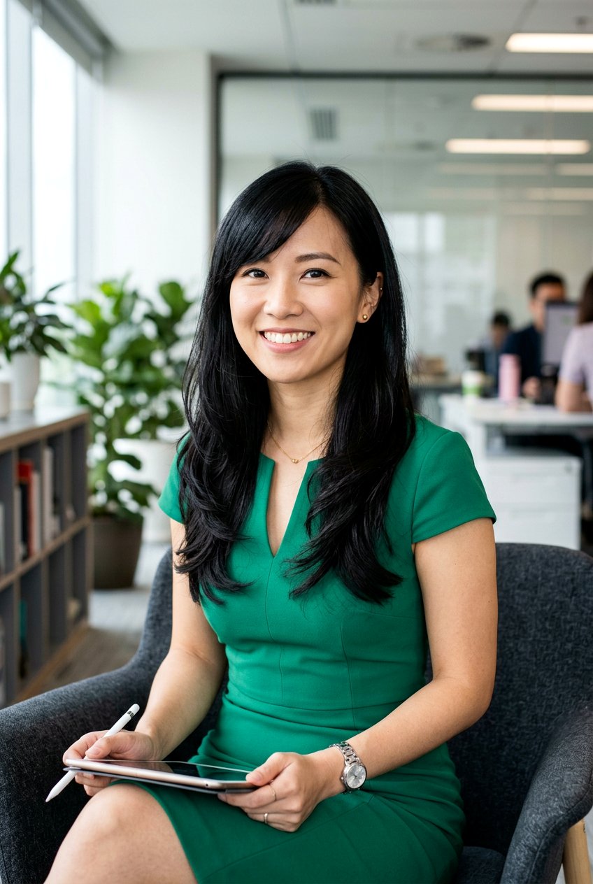 Long Layered Cut With Side Swept Bangs - 20 polished layered haircut for work - 20 polished layered haircut for work