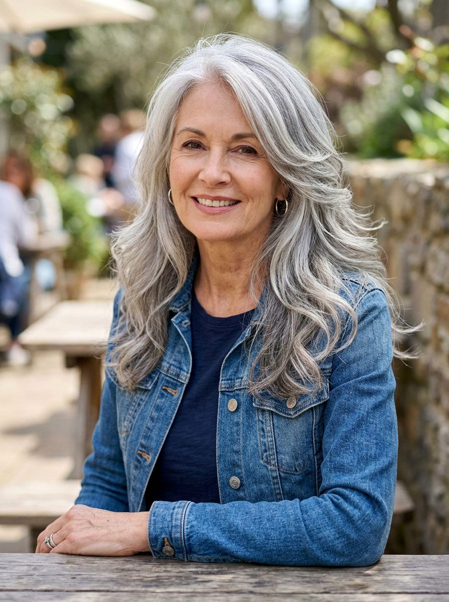 Long Layered Gray Haircut - 20 elegant haircut for naturally gray hair - 20 elegant haircut for naturally gray hair