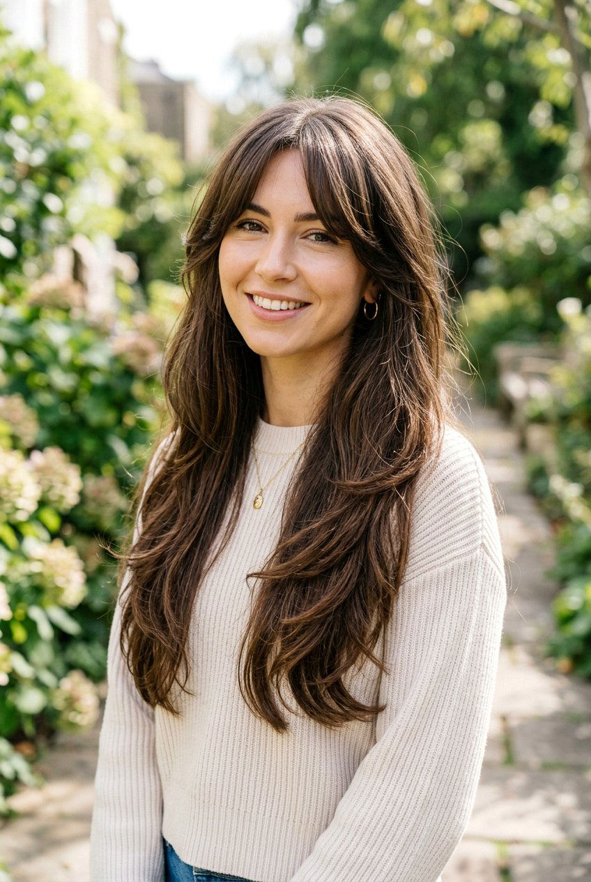 Long Layered Hair With Curtain Bangs - 20 curtain bangs for thick hair - 20 curtain bangs for thick hair