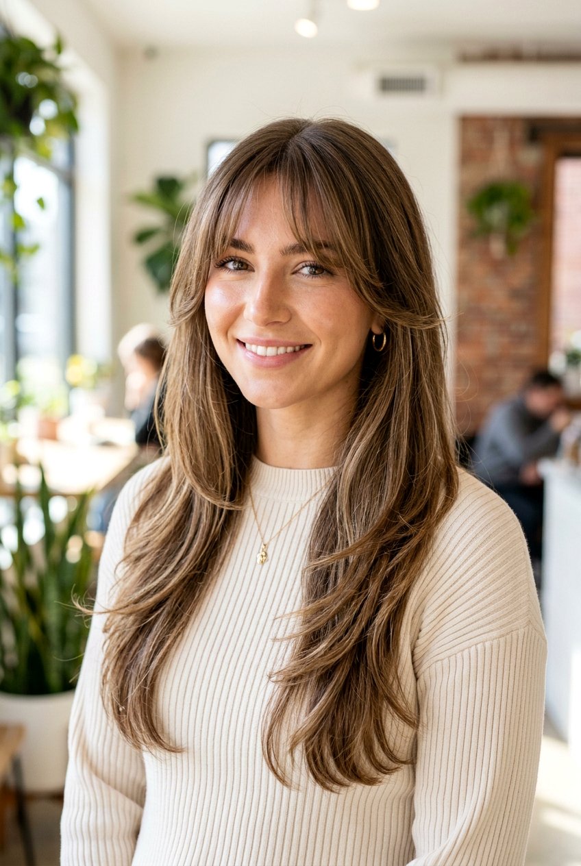 Long Layered Hair With Wispy Curtain Bangs - 20 long hair with wispy bangs - 20 long hair with wispy bangs