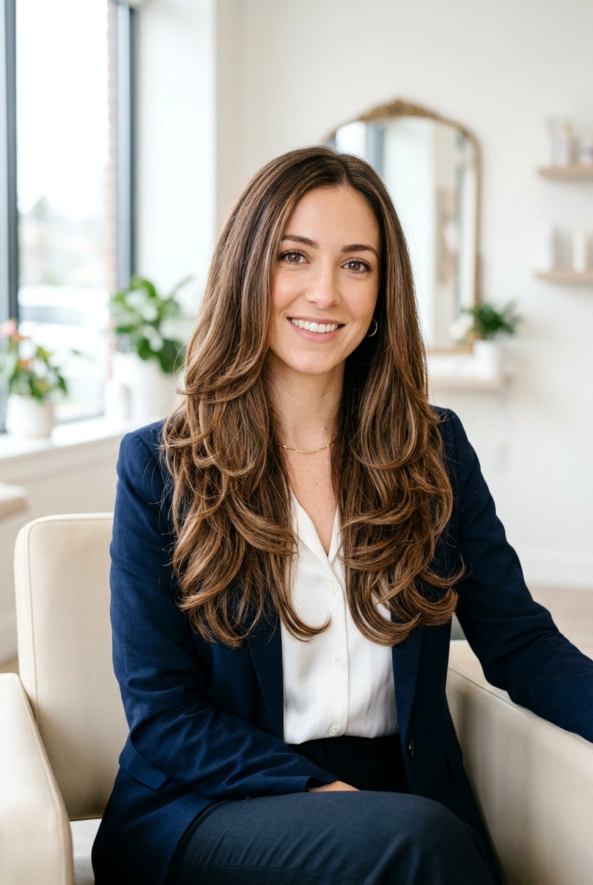 Long Layered Hair with Soft Bend - 20 long layers for round face women - 20 long layers for round face women