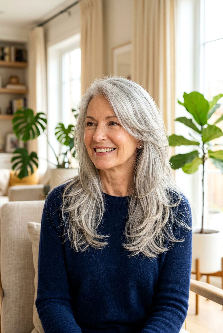 Long Layered Haircut - 20 no fuss haircuts for older women - 20 no fuss haircuts for older women