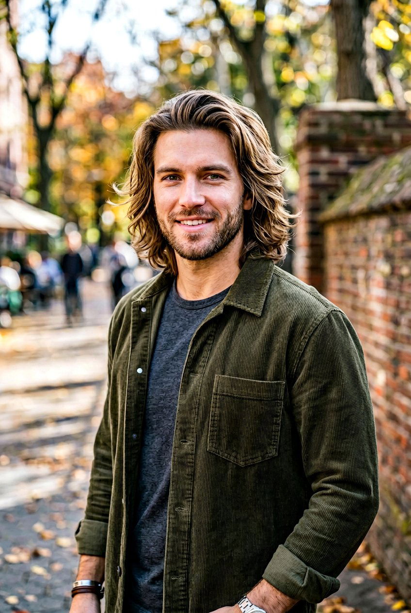 Long Layered Haircut - 20 men haircut for round full face - 20 men haircut for round full face