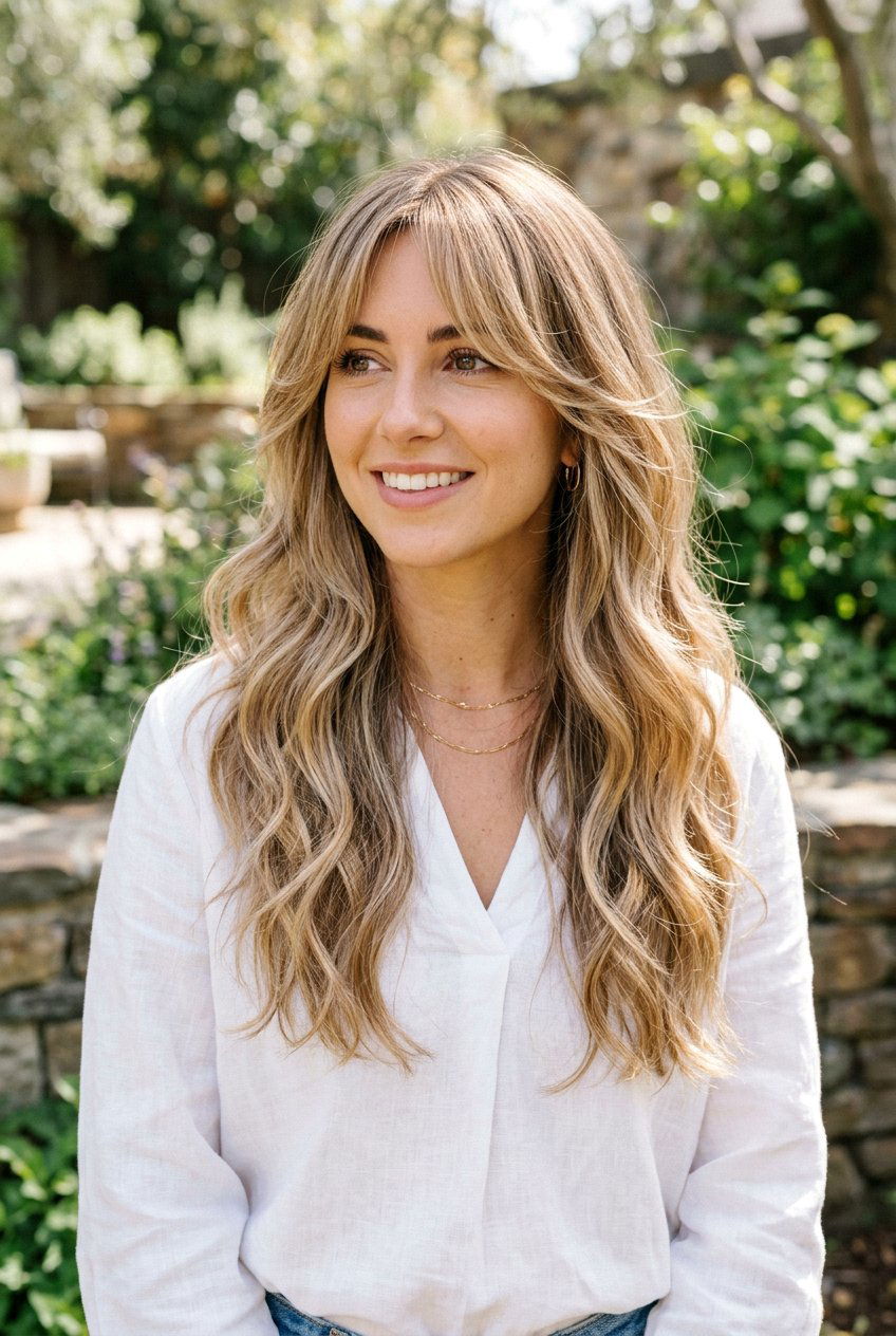 Long Layered Haircut With Airy Curtain Bangs And Balayage - 20 long haircut with airy curtain bangs - 20 long haircut with airy curtain bangs