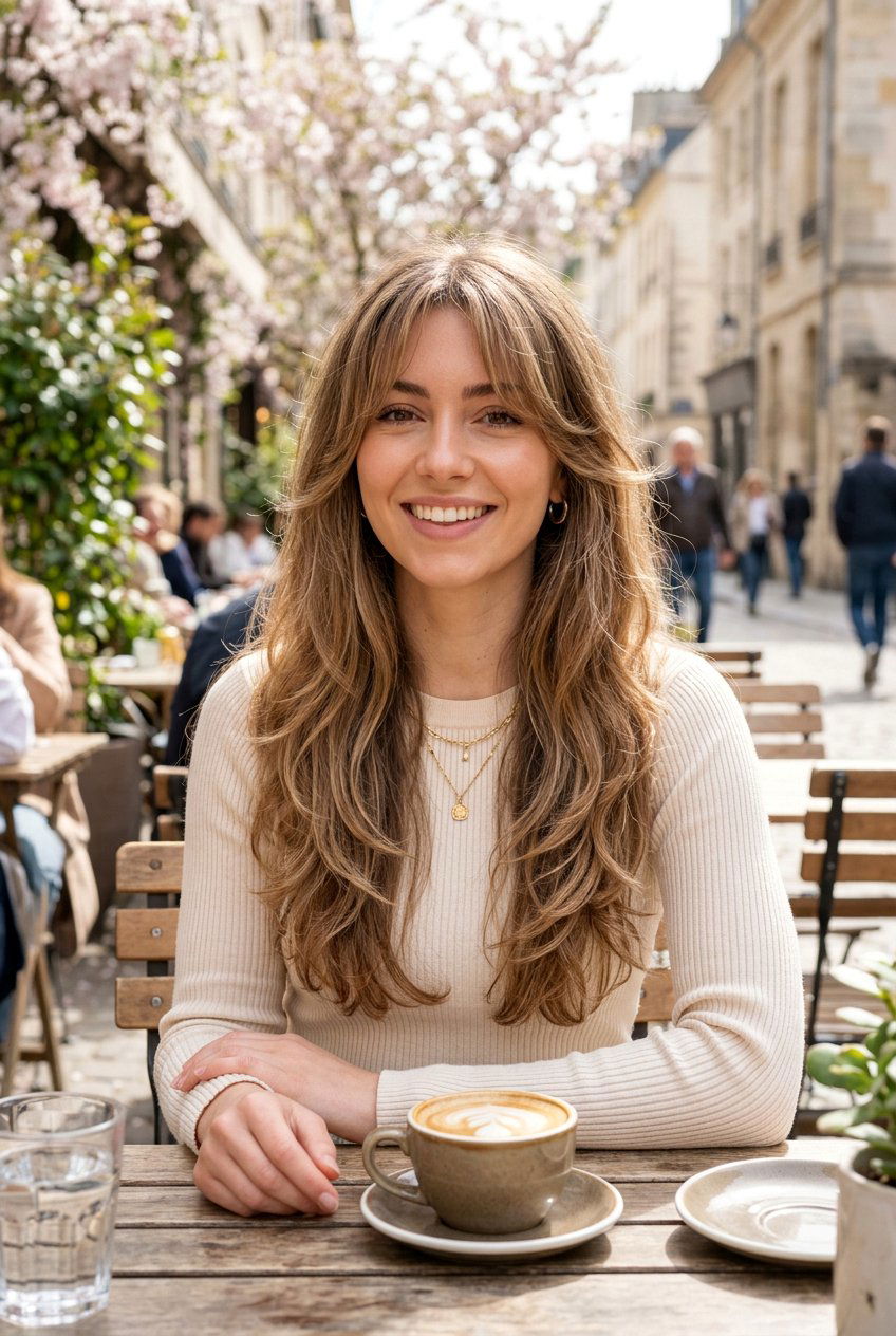 Long Layered Haircut With Airy Curtain Bangs - 20 long haircut with airy curtain bangs - 20 long haircut with airy curtain bangs