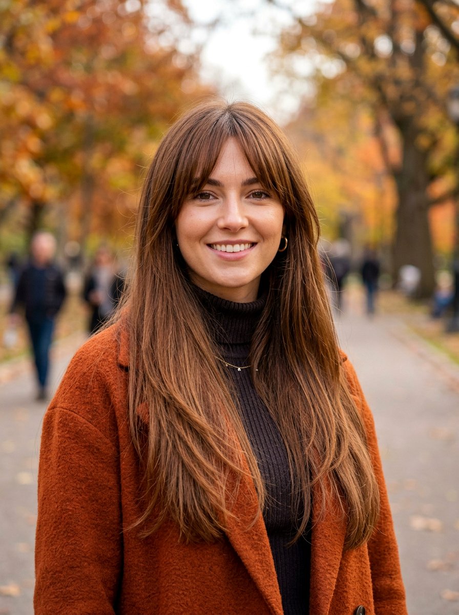 Long Layered Haircut With Bangs - 20 straight layered haircut for thick hair women - 20 straight layered haircut for thick hair women