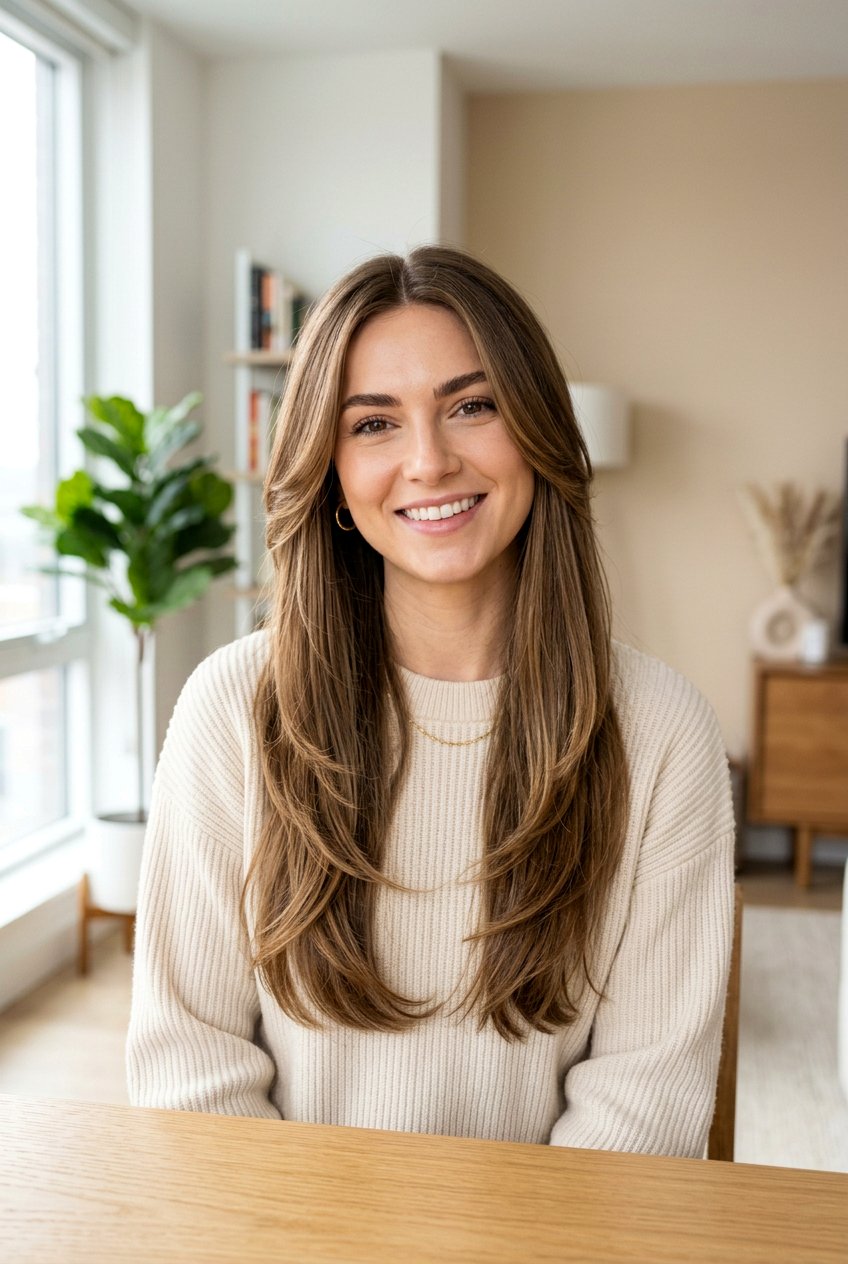 Long Layered Haircut With Center Part - 20 long haircut with center part - 20 long haircut with center part