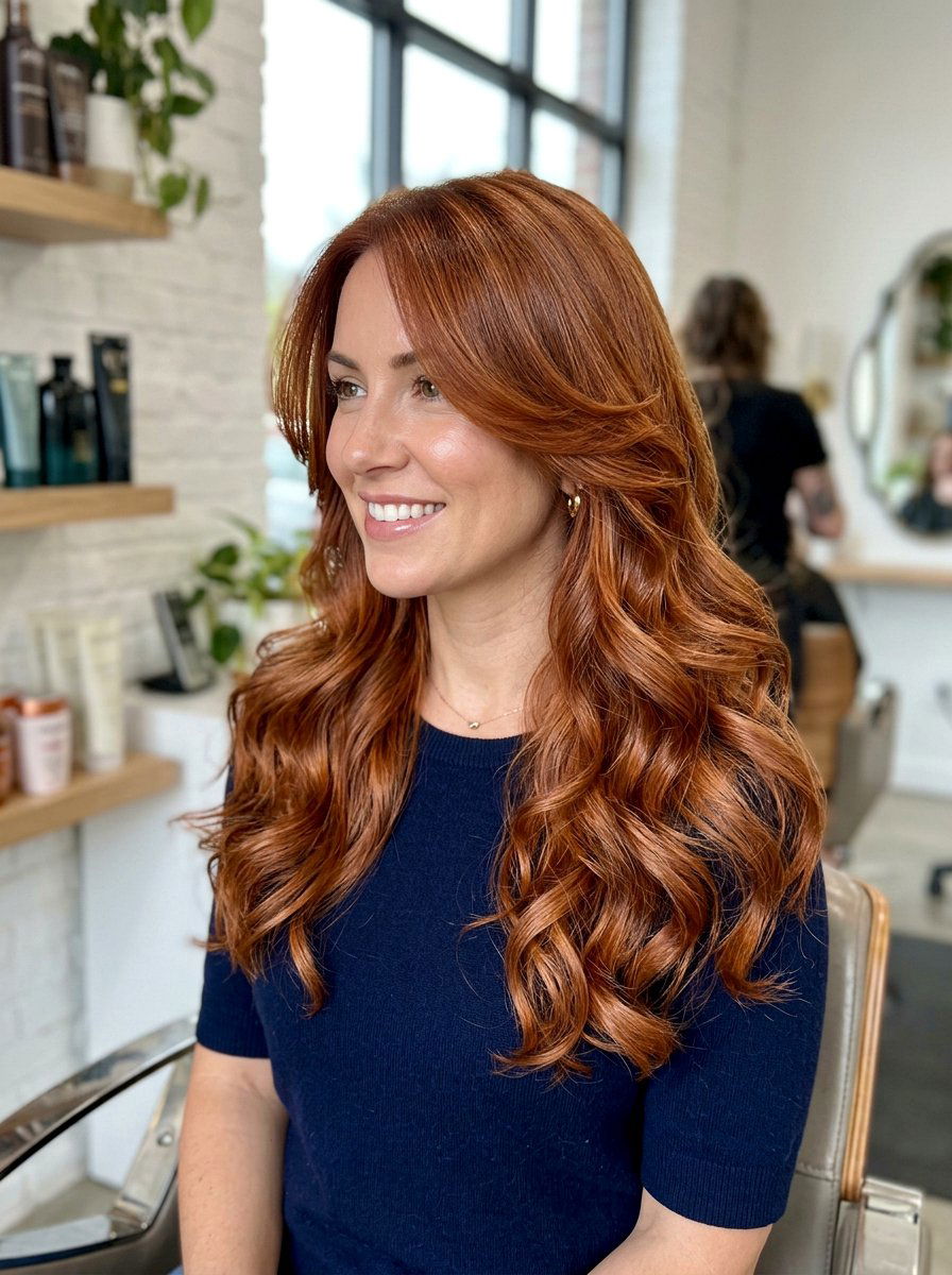 Long Layered Haircut With Copper Glaze - 20 dimensional copper for long layers - 20 dimensional copper for long layers