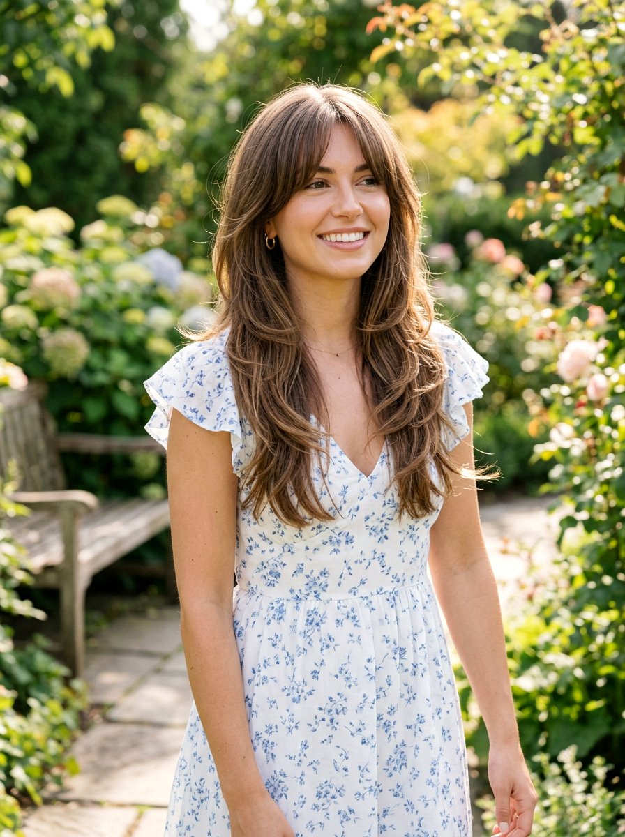 Long Layered Haircut With Curtain Bangs - 20 haircut to fix heavy bangs - 20 haircut to fix heavy bangs