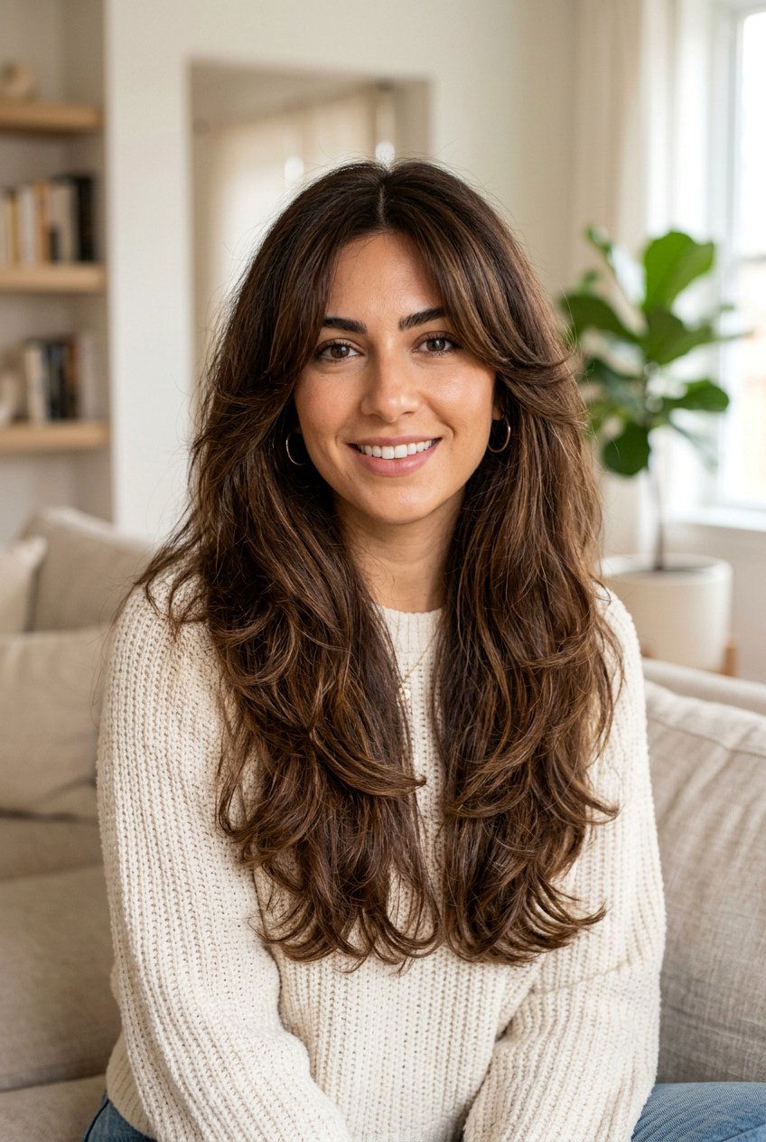 Long Layered Haircut With Curtain Bangs For Thick Coarse Hair - 20 long haircut for thick coarse hair - 20 long haircut for thick coarse hair