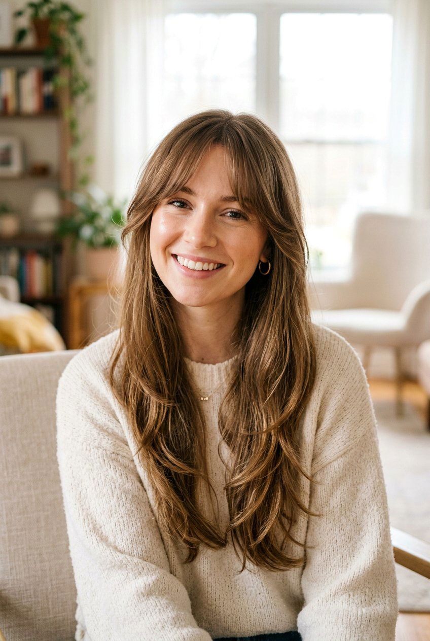 Long Layered Haircut With Curtain Bangs For Thin Hair - 20 flattering layers for thin hair - 20 flattering layers for thin hair