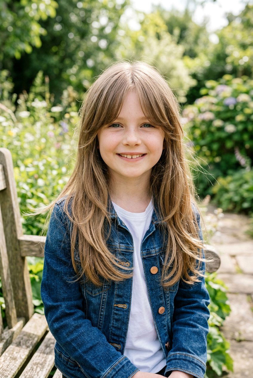 Long Layered Haircut With Curtain Bangs - 20 long haircut for little girls with curtain bangs - 20 long haircut for little girls with curtain bangs