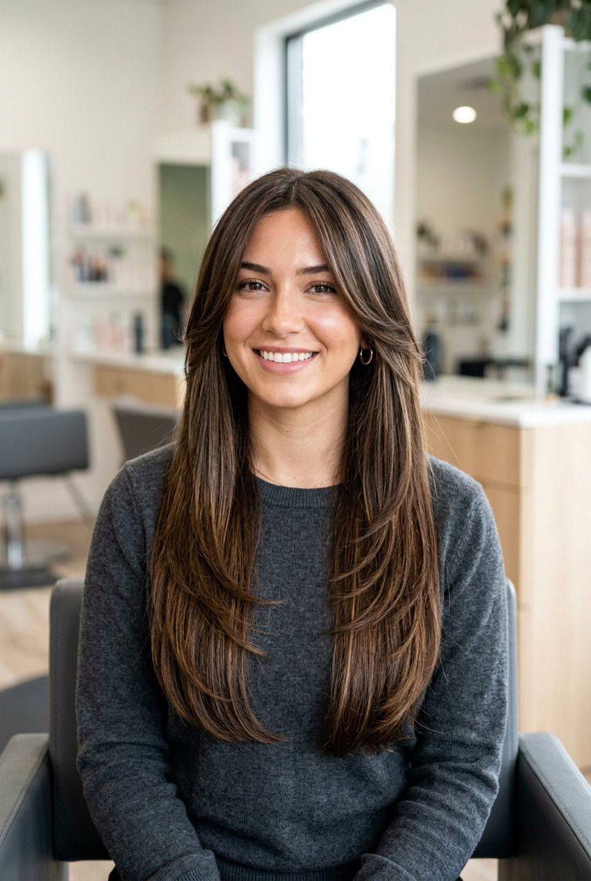 Long Layered Haircut With Heavy Face Framing For Thick Straight Hair - 20 layered haircut for long thick straight hair - 20 layered haircut for long thick straight hair