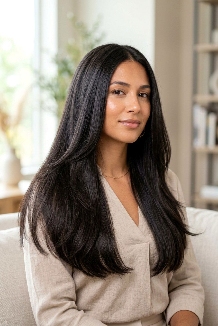 Long Layered Haircut With Invisible Layers For Thick Straight Hair - 20 layered haircut for long thick straight hair - 20 layered haircut for long thick straight hair
