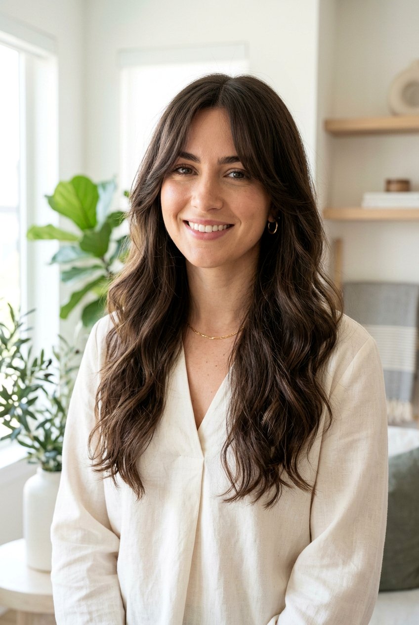 Long Layered Haircut With Long Curtain Fringe For Thick Straight Hair - 20 layered haircut for long thick straight hair - 20 layered haircut for long thick straight hair