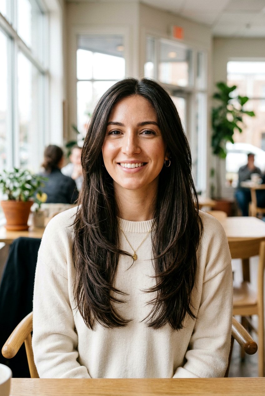 Long Layered Haircut With Long Face Framing And No Bangs For Thick Straight Hair - 20 layered haircut for long thick straight hair - 20 layered haircut for long thick straight hair